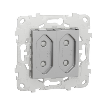 Розетка двойная Schneider Electric Unica New б/з со шторками NU503130