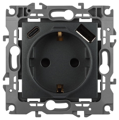 Розетка со шторками с USB type-A+C Эра 12-4108-12 Б0067700