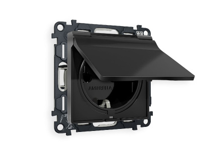 Комплект механизма розетки с/з со шторками и крышкой Ambrella Volt Alfa MA808010