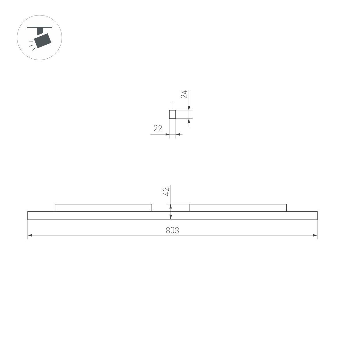Трековый магнитный светильник Arlight MAG-ORIENT-FLAT-L800-27W Day4000 (BK, 100 deg, 48V, DALI) (IP20 Металл) 060474