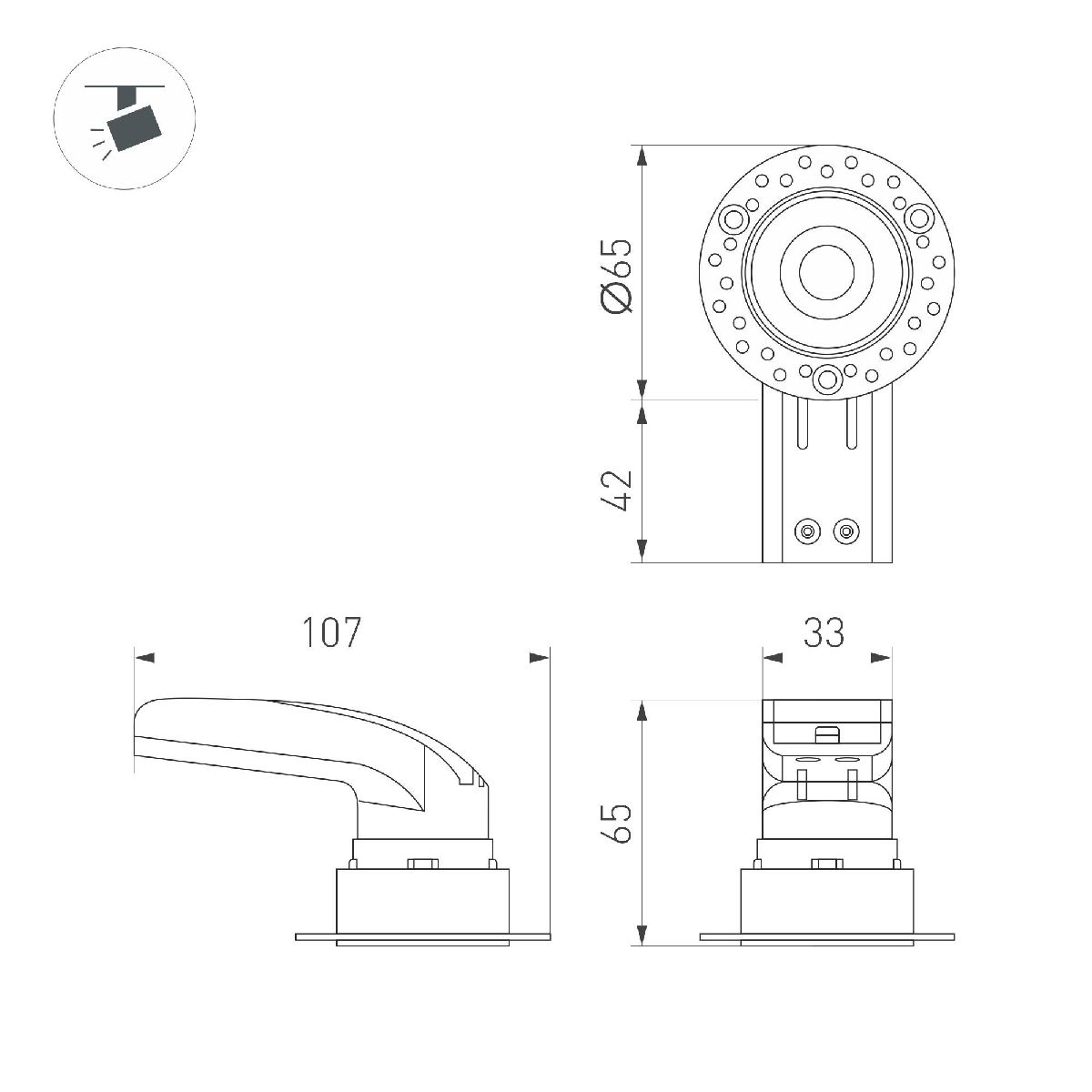 Встраиваемый светильник Arlight MS-RIALTO-TRIMLESS-R40-9W Warm2700 054472