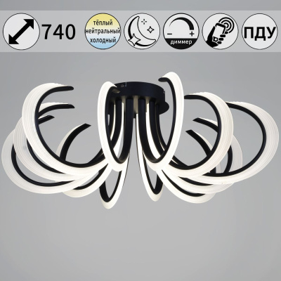 Потолочная люстра Reluce 74390-0.3-6+6 black