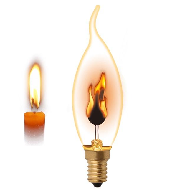 Лампа декоративная (UL-00002981) Uniel E14 3W золотистая IL-N-C35-3/RED-FLAME/E14/CL