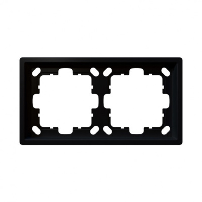 Рамка серия FD 2-постовая, цвет Черный матовый (soft touch) Jasmart FD1002PBM