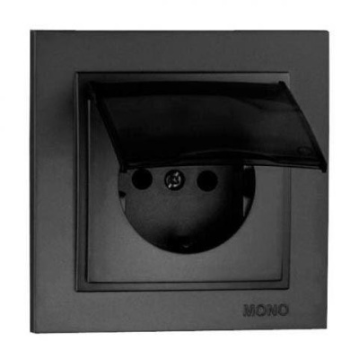 Розетка с заземлением с крышкой Mono Electric Despina 16А 250В графит 102-202021-118