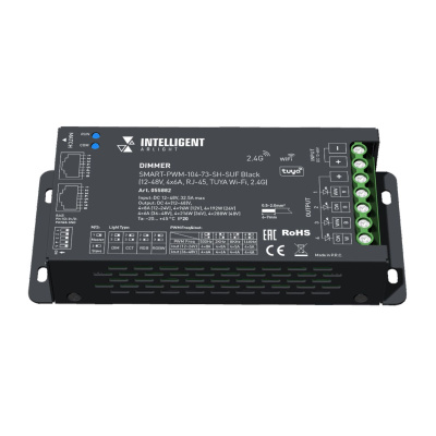 Диммер Arlight SMART-PWM-104-73-SH-SUF Black (12-48V, 4x6A, RJ-45, TUYA Wi-Fi, 2.4G) (IARL, IP20 Металл) 055882