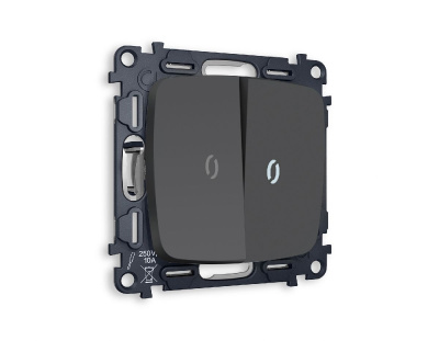 Комплект механизма 2-кл проходного выключателя с подсветкой Ambrella Volt Omega MO904035