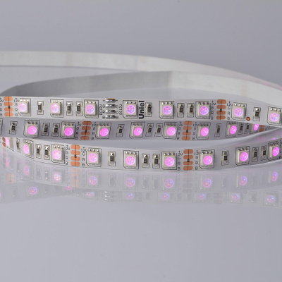 Светодиодная лента Uniel ULS-5050-60LED/m-10mm-IP20-DC24V-14,4W/m-5M-RGB катушка в герметичной упаковке