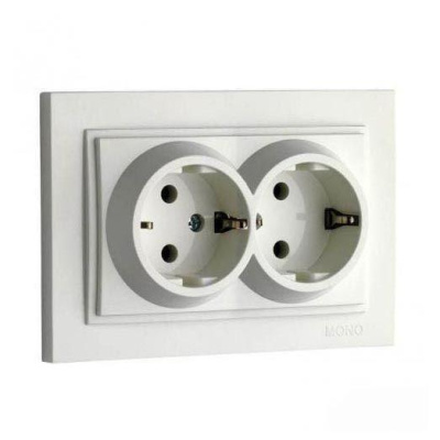 Розетка с заземлением двойная Mono Electric Despina 16А 250В слоновая кость 102-010004-120
