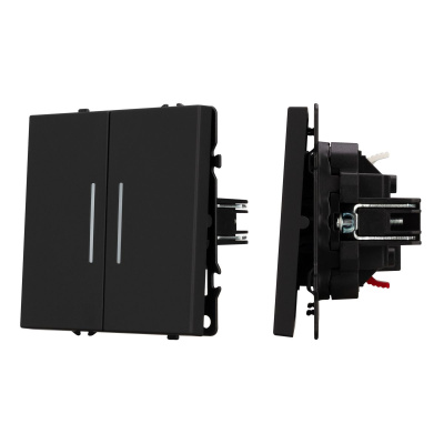 Механизм выключателя двухклавишный проходной Arlight LED SWT-NOBE-MKP2-SFPL-L-BK (230V, 10A) 054267