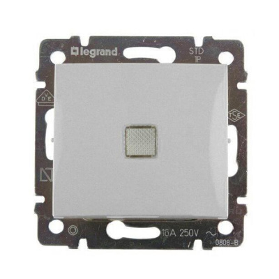Переключатель одноклавишный на 2 направления Legrand Valena 16A 250V с подсветкой алюминий 770203