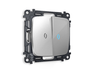 Комплект механизма 2-кл проходного выключателя с подсветкой Ambrella Volt Omega MO404040