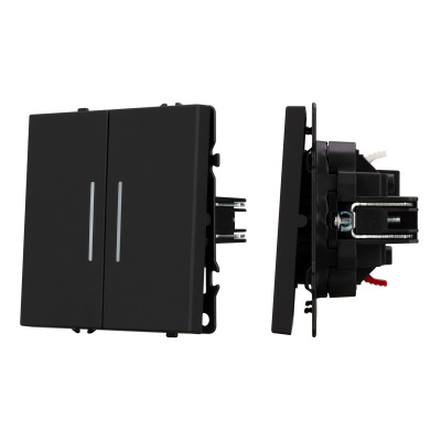 Механизм выключателя двухклавишный непроходной Arlight LED SWT-NOBE-MK02-SFPL-L-BK (230V, 10A) 054264