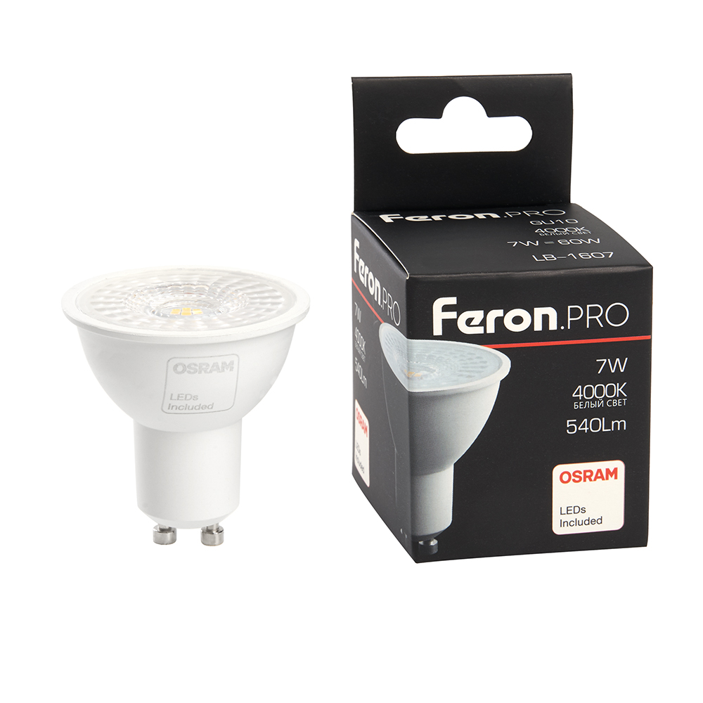 Лампа светодиодная Feron GU10 7W 4000K рефлекторная LB-1607 38177