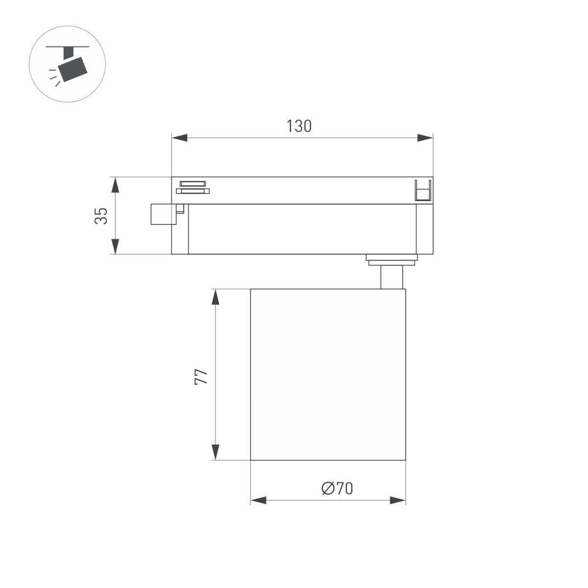 Трековый однофазный светильник Arlight LGD-DYKE-2TR-R75-16W Warm3000 (BK, 38 deg, 230V) 052268