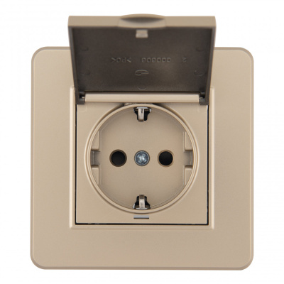 Комплект розетки с/з и шторками, защитной крышкой и рамкой Arte Milano SET16-1-41-1 shampan