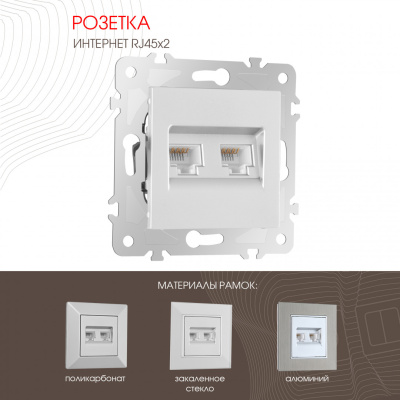 Розетка двойная RJ45 Arte Milano 203.45-2.silver
