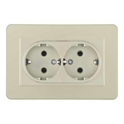 Розетка двойная с/з и шторками Arte Milano SET16-double-40-2 shampan