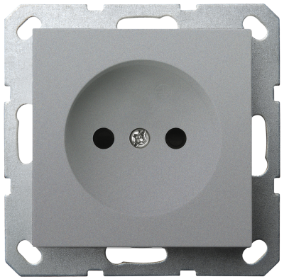 Розетка Jasmart без заземления цвет алюминий с защитными шторками (2P) 16A 250V G5503S