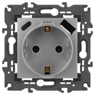 Розетка со шторками с USB type-A+C Эра Elegance 14-4108-03 Б0067741