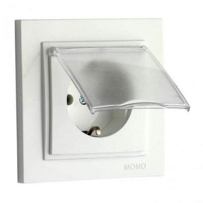 Розетка с заземлением с крышкой Mono Electric Despina 16А 250В жемчуг 102-252521-118