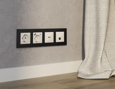 Комплект механизма компьютерной розетки RJ-45 экранированной с автоматической защитной шторкой Alfa Бежевый матовый Quant Ambrella Volt MA332005 (AP3320, VM185)