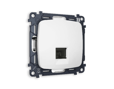 Комплект механизма телефонной розетки RJ-11(4P4C) со шторкой Ambrella Volt Omega MO132030