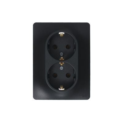 Розетка 2-ая с/з, 16А (в сборе) Systeme Electric Glossa Антрацит GSL000724