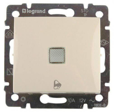 Выключатель кнопочный одноклавишный Legrand Valena 10A 250V с подсветкой Звонок слоновая кость 774115