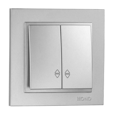 Выключатель двухклавишный проходной Mono Electric Despina серебро 102-212123-111