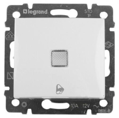 Выключатель кнопочный одноклавишный Legrand Valena 10A 250V с подсветкой Звонок белый 774215