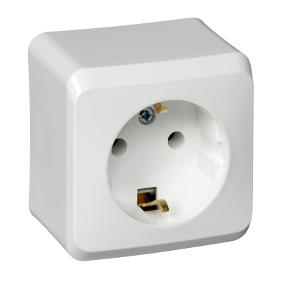 Розетка 1-ая с/з без шторок Systeme Electric Этюд наруж PA16-003B