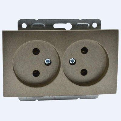 Розетка двойная без земли Mono Electric Despina-Larissa 16А 250В бронза 500-002305-121