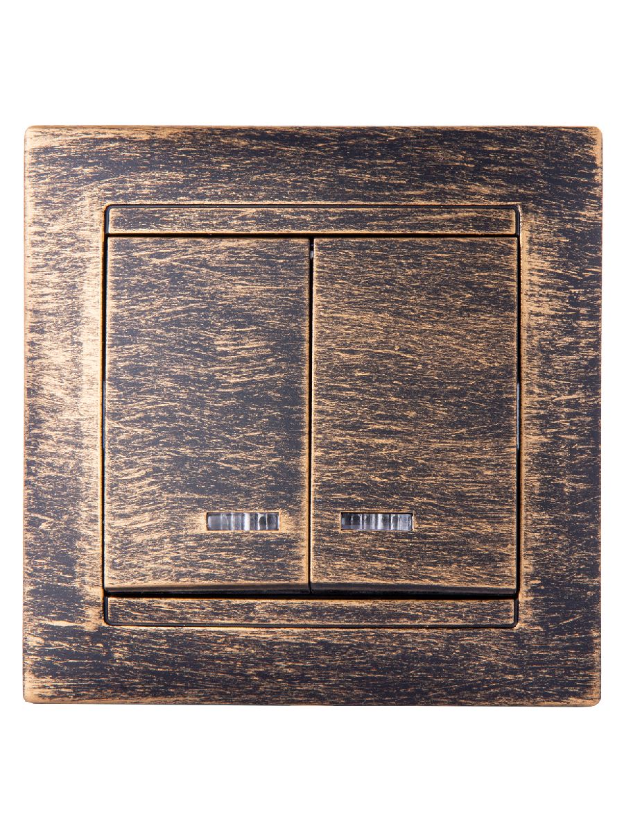 Выключатель двухклавишный с подсветкой Лама TDM Electric SQ1815-0747