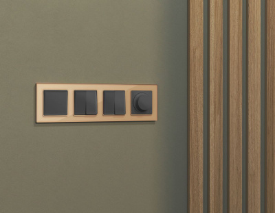 Комплект механизма 2-клавишного перекрестного выключателя 10A-250V Alfa Графит мягкое касание Quant Ambrella Volt MA903030 (AP9030, VM125)