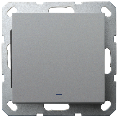 Выключатель со светодиодом Jasmart проходной одноклавишный в комплекте с накладкой 10A 250V цвет алюминий G3012NS