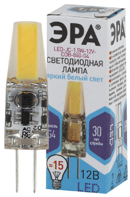 Лампа светодиодная Эра G4 1,5W 4000K LED JC-1,5W-12V-COB-840-G4 Б0033198