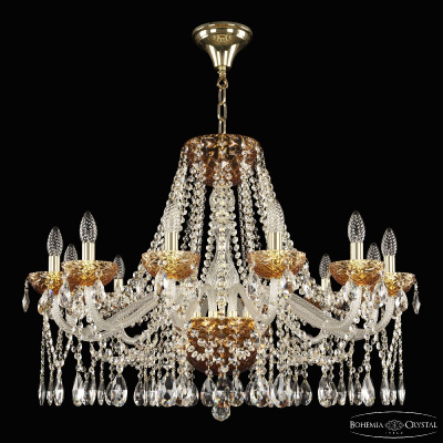 Подвесная люстра Bohemia Ivele Crystal 5413/12/300 G Amber/M-1F