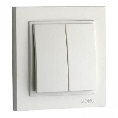 Выключатель двухклавишный Mono Electric Despina 10А 250В белый 102-190025-102
