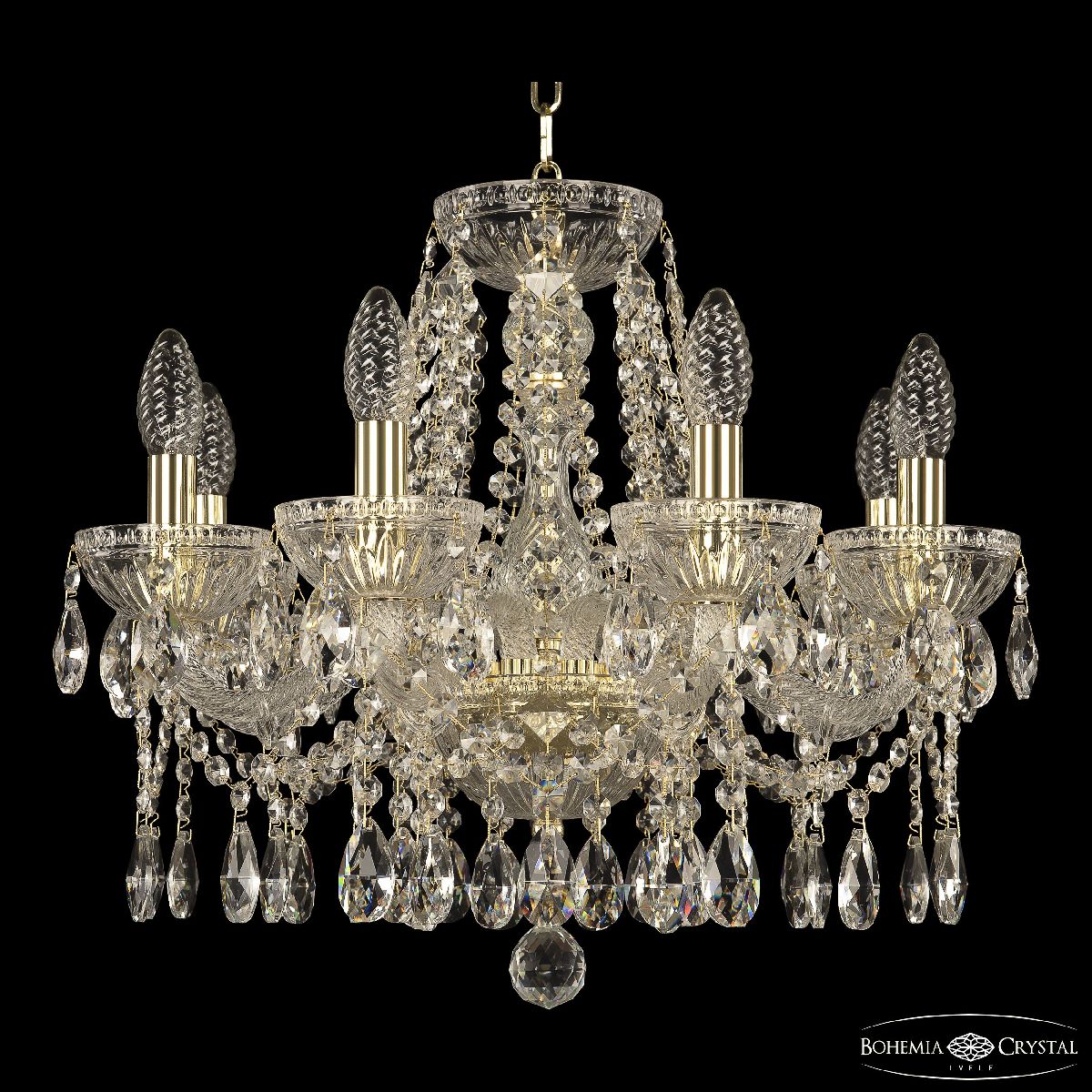 Подвесная люстра Bohemia Ivele Crystal 5413/8/165 G Clear/M-1G