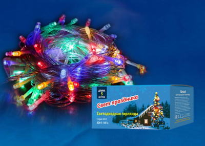 Светодиодная гирлянда (UL-00005250) Uniel 220V разноцветный ULD-S0500-050/DTA Multi IP20