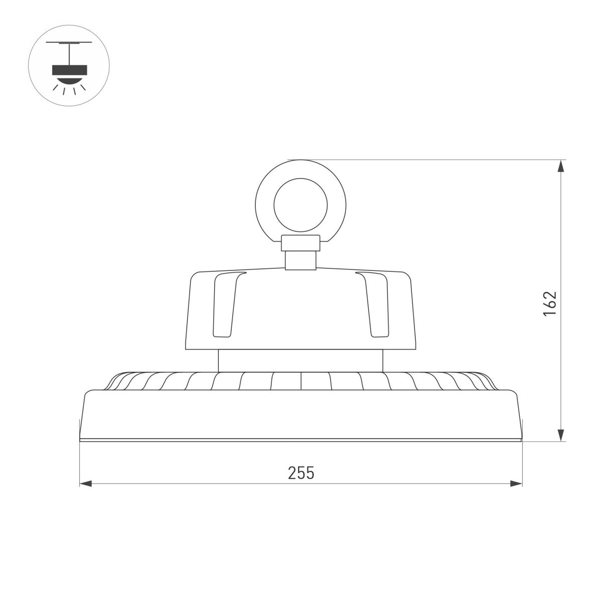 Промышленный светильник Arlight SP-ERCON-R255-150W White5000 (BK, 90 deg, 230V) 056103