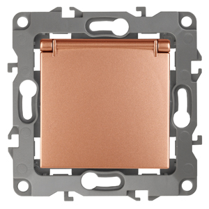 Розетка 2P+E Schuko со шторками с крышкой Эра 12-2103-14 Б0019329