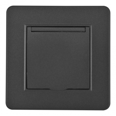 Комплект розетки с/з и шторками, защитной крышкой и рамкой Arte Milano SET16-1-41-1 black