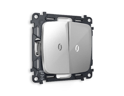 Комплект механизма 2-кл проходного выключателя с подсветкой Ambrella Volt Omega MO404035