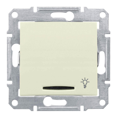 Выключатель кнопочный с синей подсветкой Свет Schneider Electric Sedna 10A 250V SDN1800147