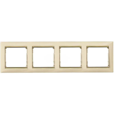 Рамка 4-постовая Legrand Valena слоновая кость/золотой штрих 774154