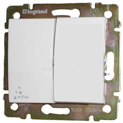 Переключатель двухклавишный Legrand Valena 10A 250V IP44 белый 770098