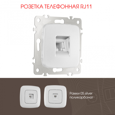 Розетка телефонная RJ11 Arte Milano 205.51-1.silver