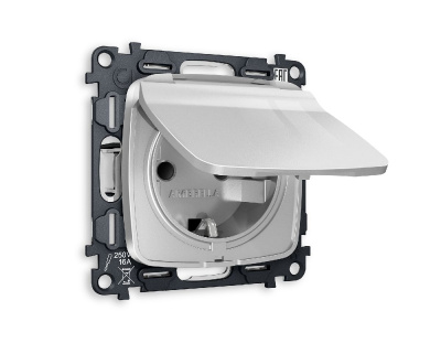 Комплект механизма розетки с/з со шторками и крышкой Ambrella Volt Omega MO408010